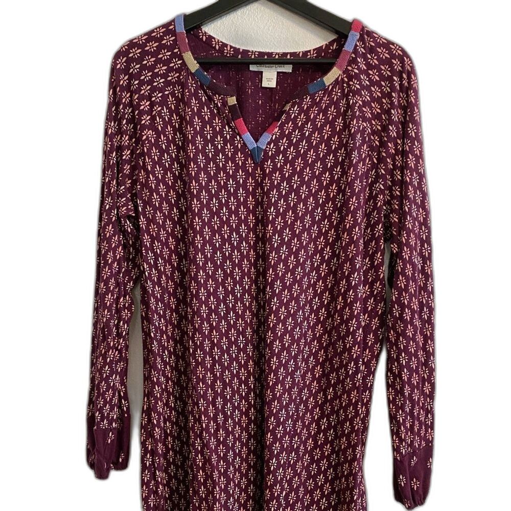 Coldwater Creek Boho Embroidered Long Sleeve Tunic Top Sz L UB-7